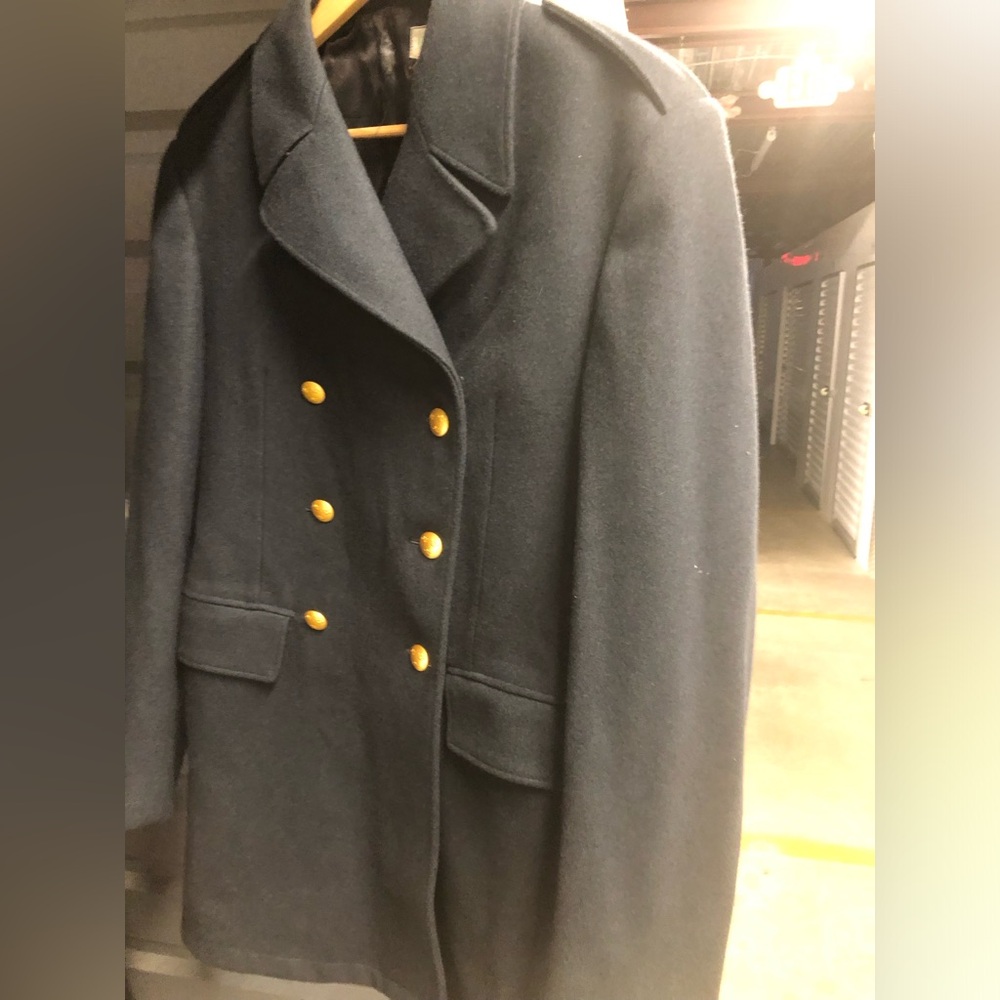 Vintage Swedish Army Classic Double-Breasted slate blue w/Gold Buttons